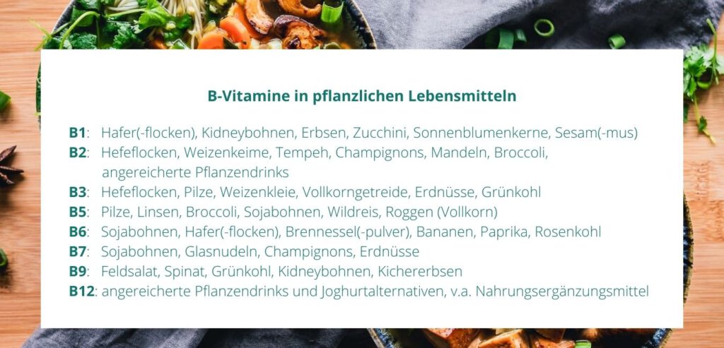 B-Vitamine in pflanzlichen Lebensmitteln. Ernährung gegen Müdigkeit - Energiestoffwechsel